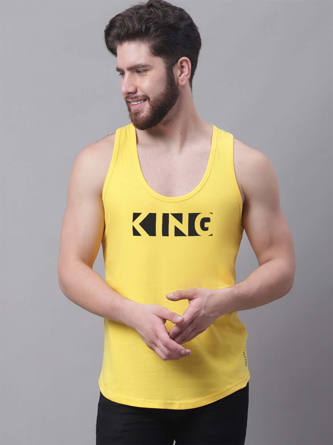 Men's King printed Pure Cotton Gym Vest - Friskers