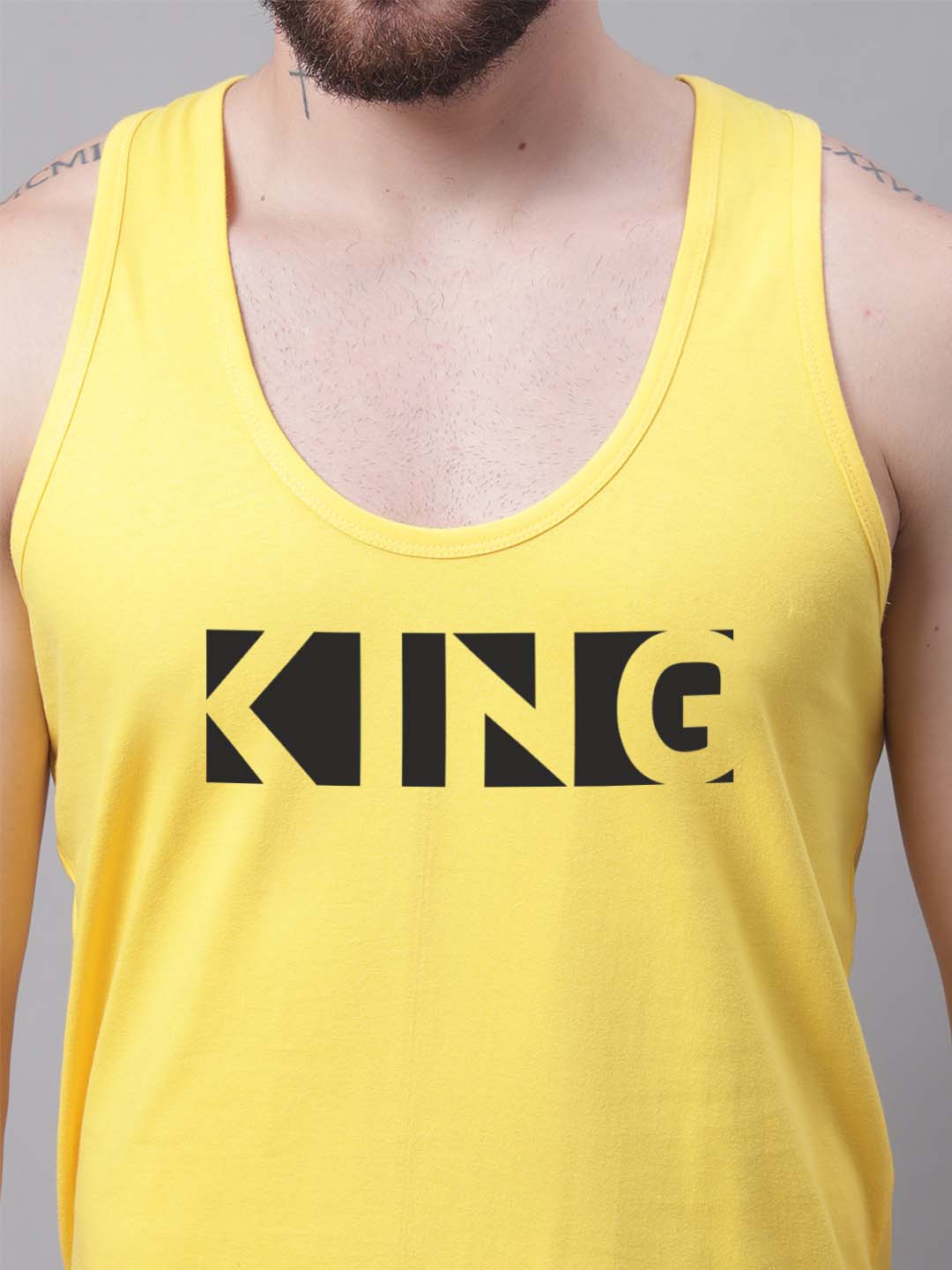 Men's King printed Pure Cotton Gym Vest - Friskers