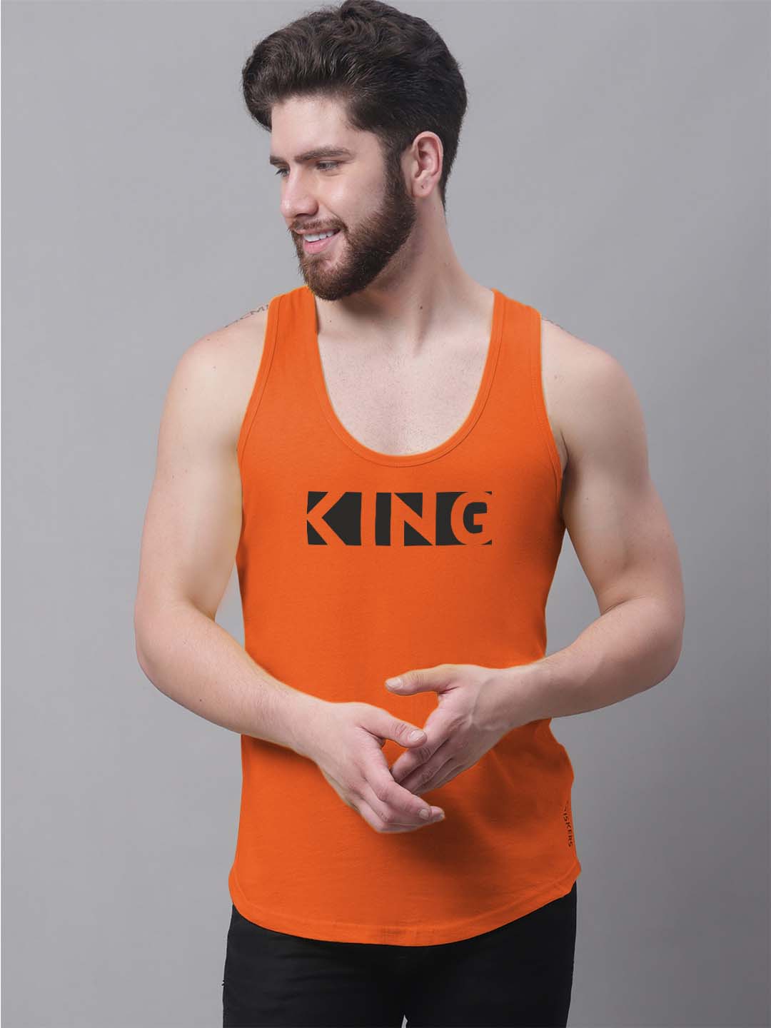 Men's King printed Pure Cotton Gym Vest - Friskers