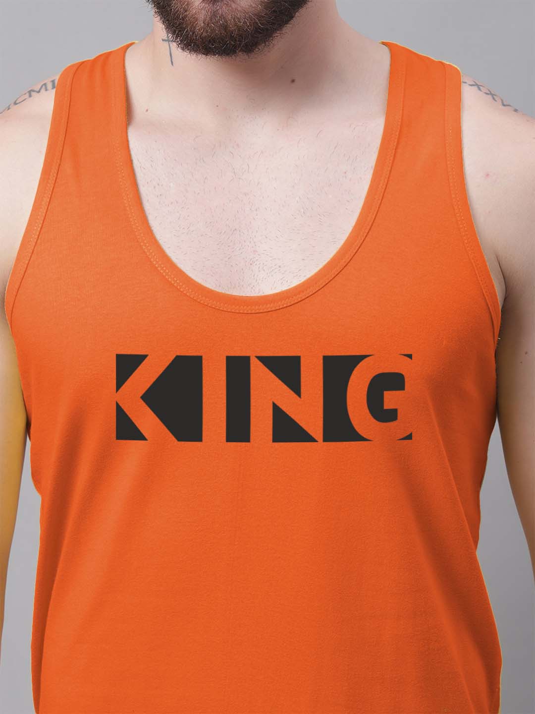 Men's King printed Pure Cotton Gym Vest - Friskers