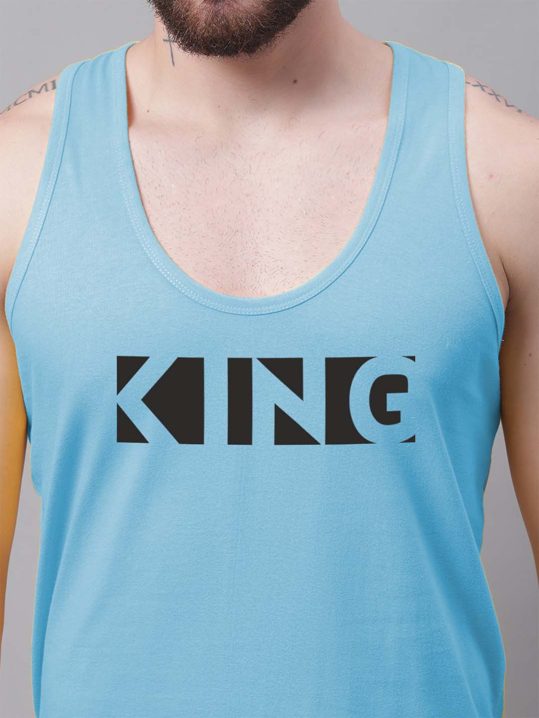 Men's King printed Pure Cotton Gym Vest - Friskers