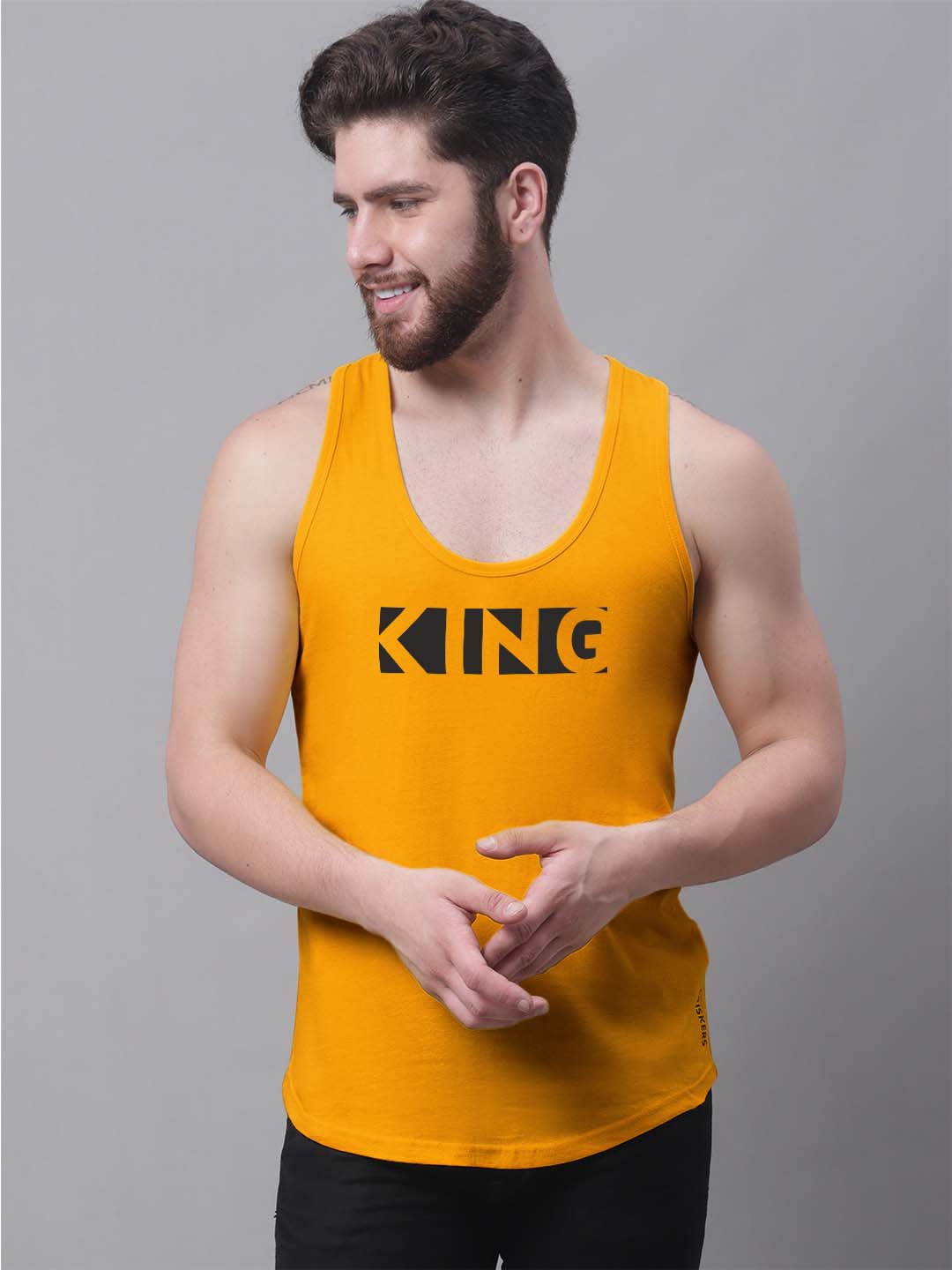 Men's King printed Pure Cotton Gym Vest - Friskers