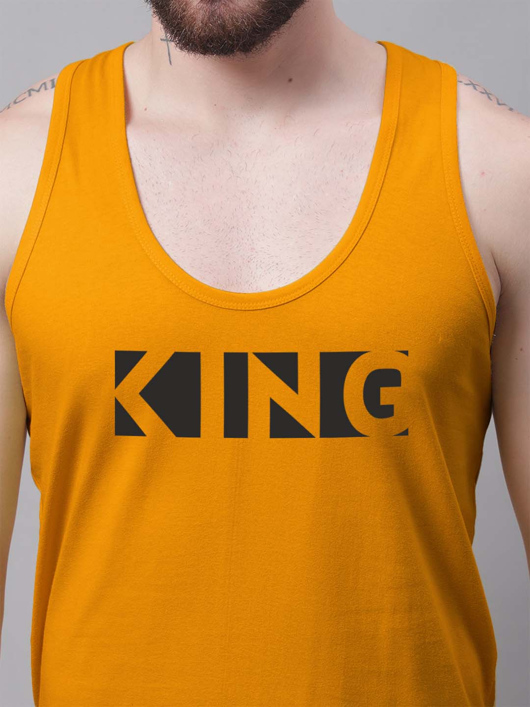 Men's King printed Pure Cotton Gym Vest - Friskers