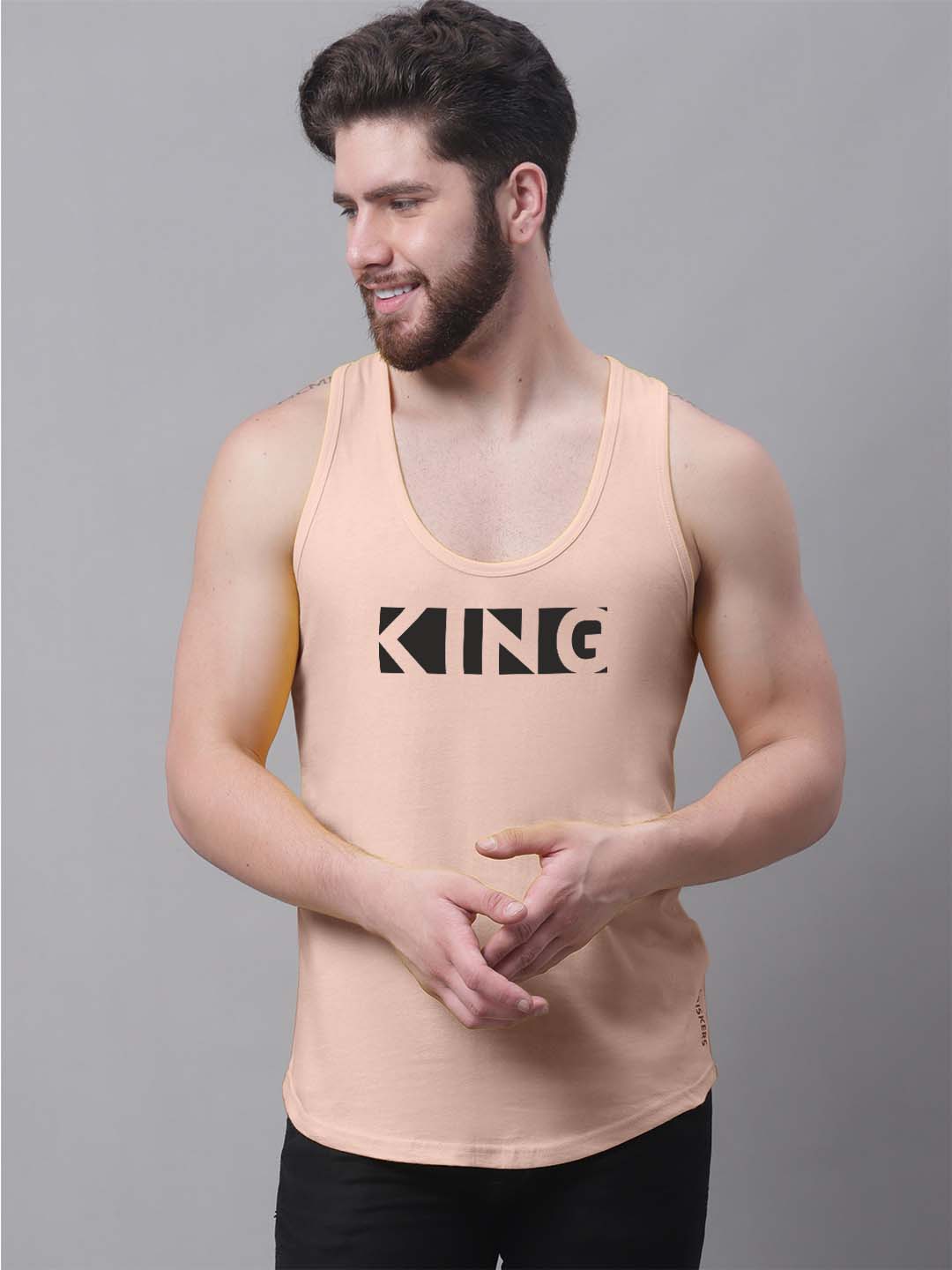 Men's King printed Pure Cotton Gym Vest - Friskers