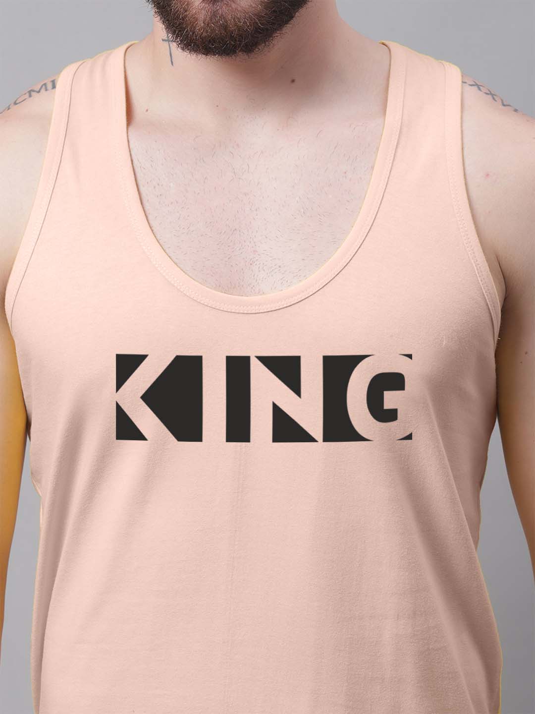 Men's King printed Pure Cotton Gym Vest - Friskers