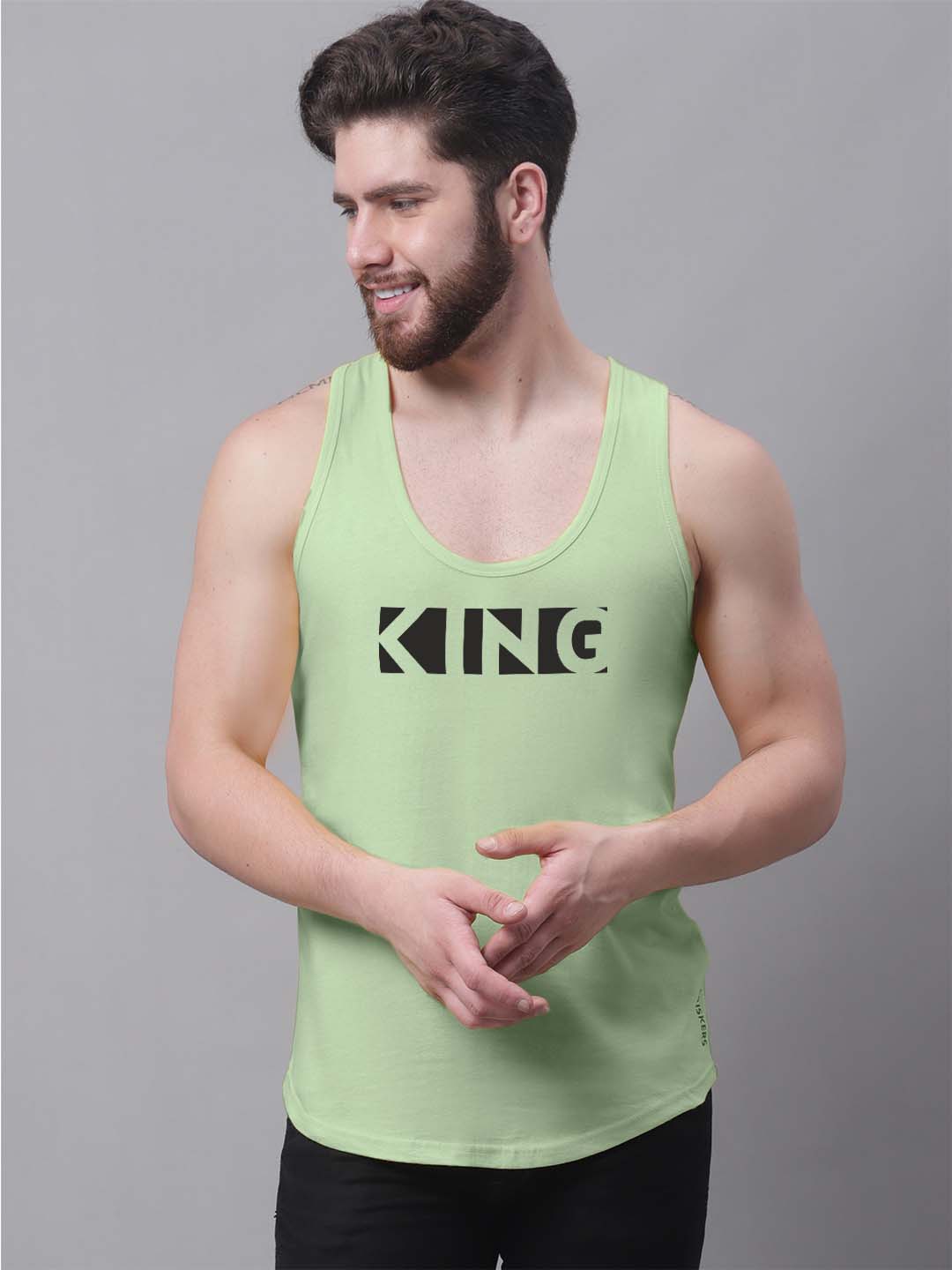 Men's King printed Pure Cotton Gym Vest - Friskers