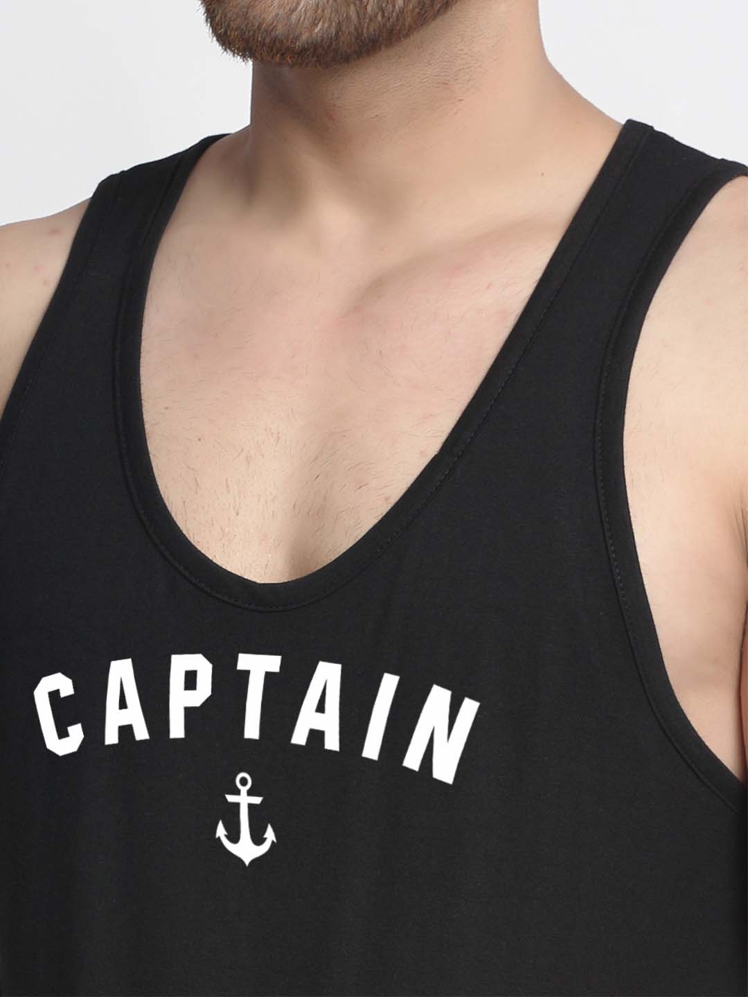 Mens's Captain Printed Innerwear Gym Vest - Friskers