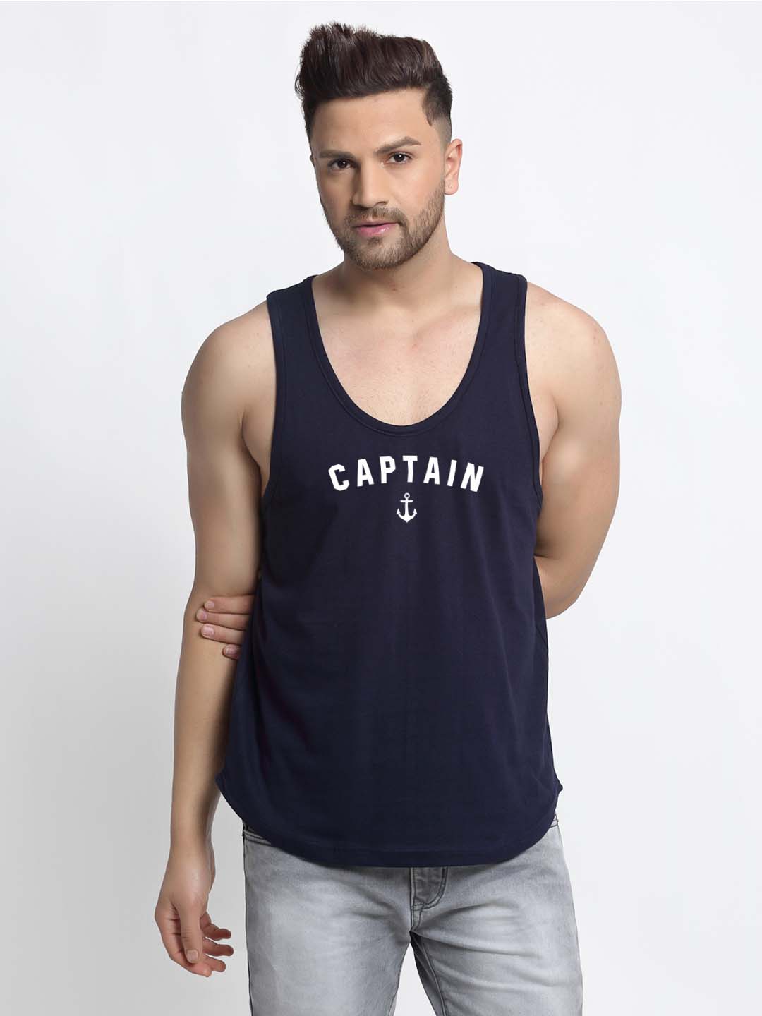 Mens's Captain Printed Innerwear Gym Vest - Friskers