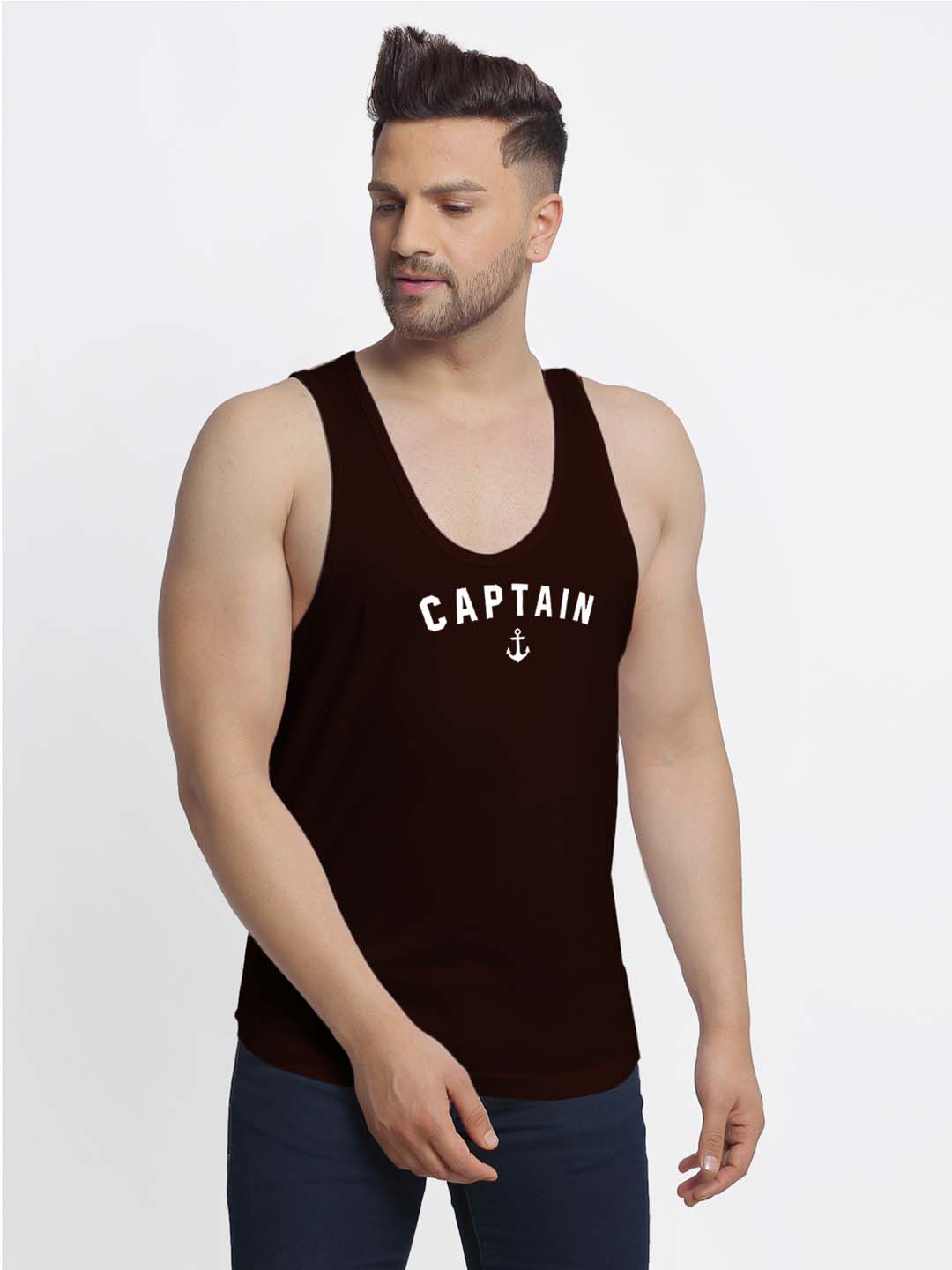 Mens's Captain Printed Innerwear Gym Vest - Friskers