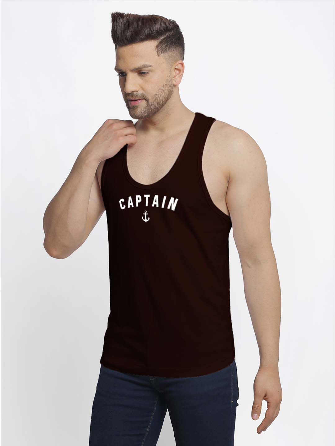 Mens's Captain Printed Innerwear Gym Vest - Friskers