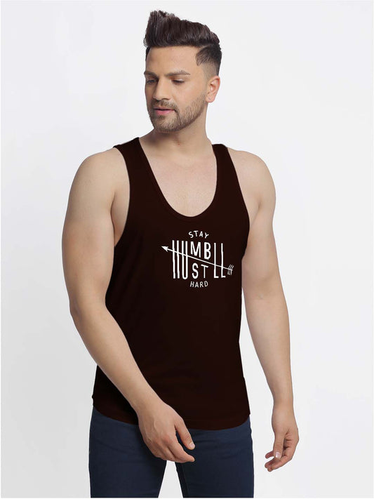 Mens's Stay Humble Printed Innerwear Gym Vest - Friskers