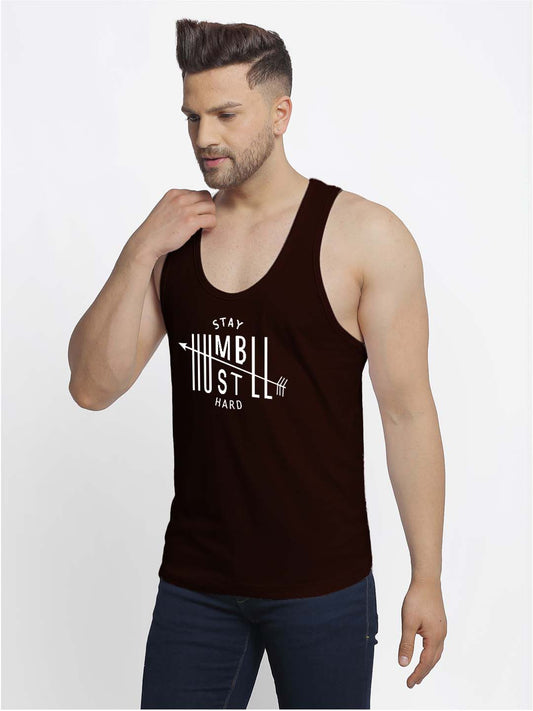 Mens's Stay Humble Printed Innerwear Gym Vest - Friskers