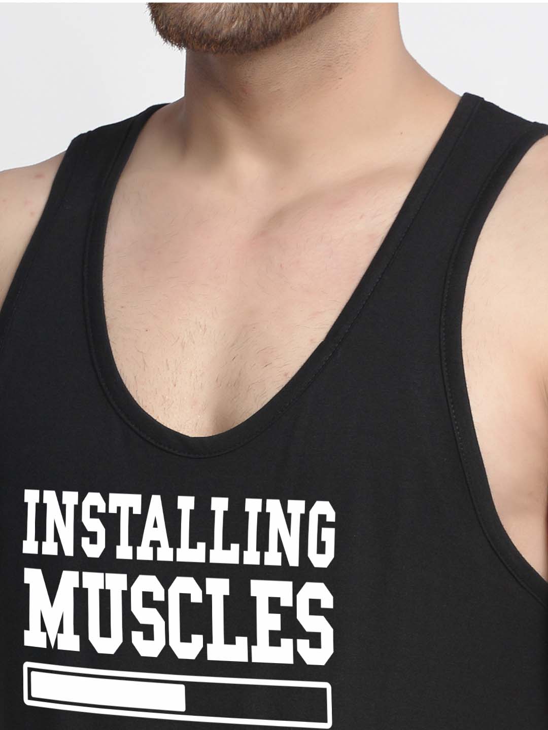 Mens's Installing Muscles Printed Innerwear Gym Vest - Friskers