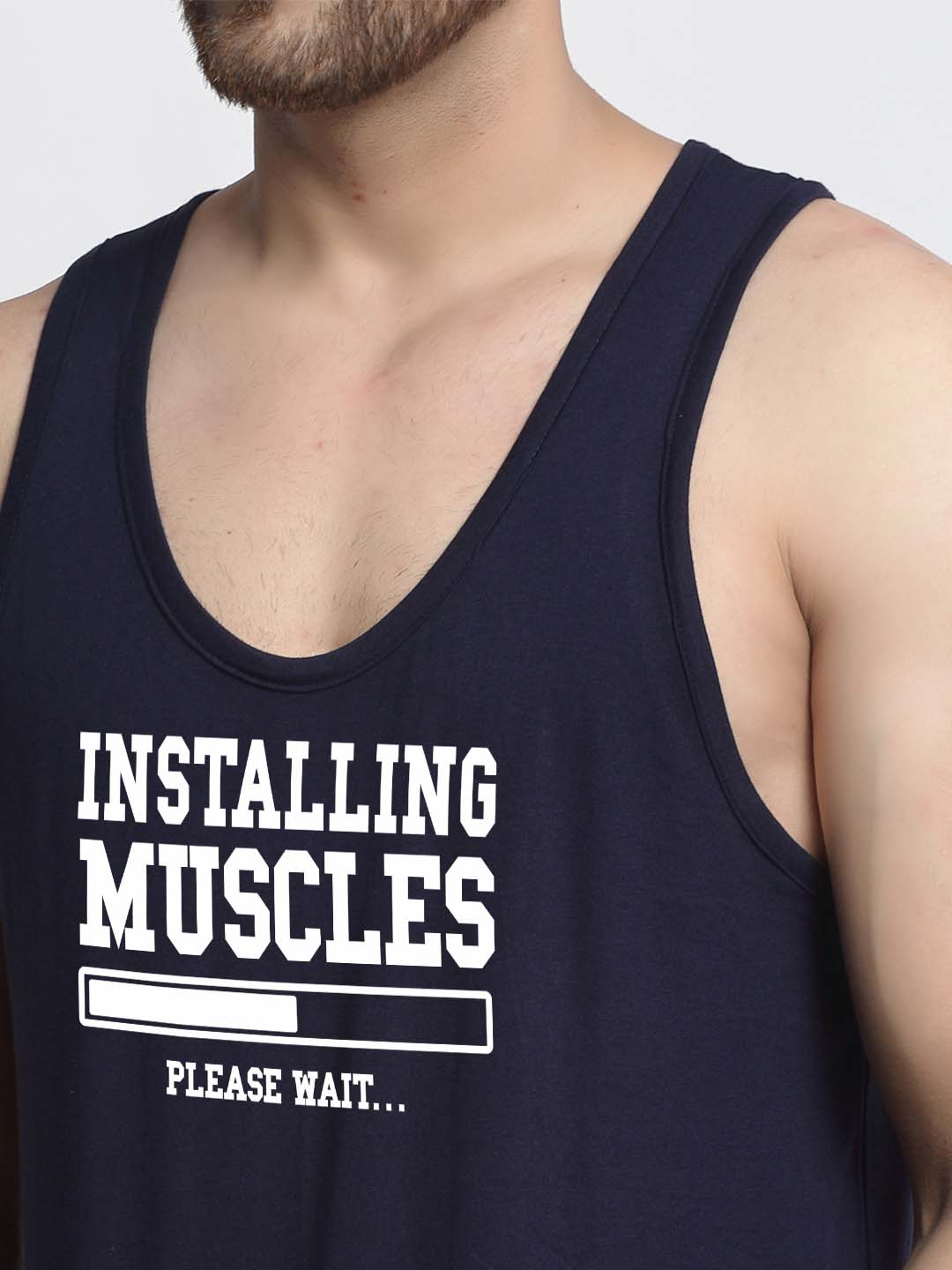 Mens's Installing Muscles Printed Innerwear Gym Vest - Friskers