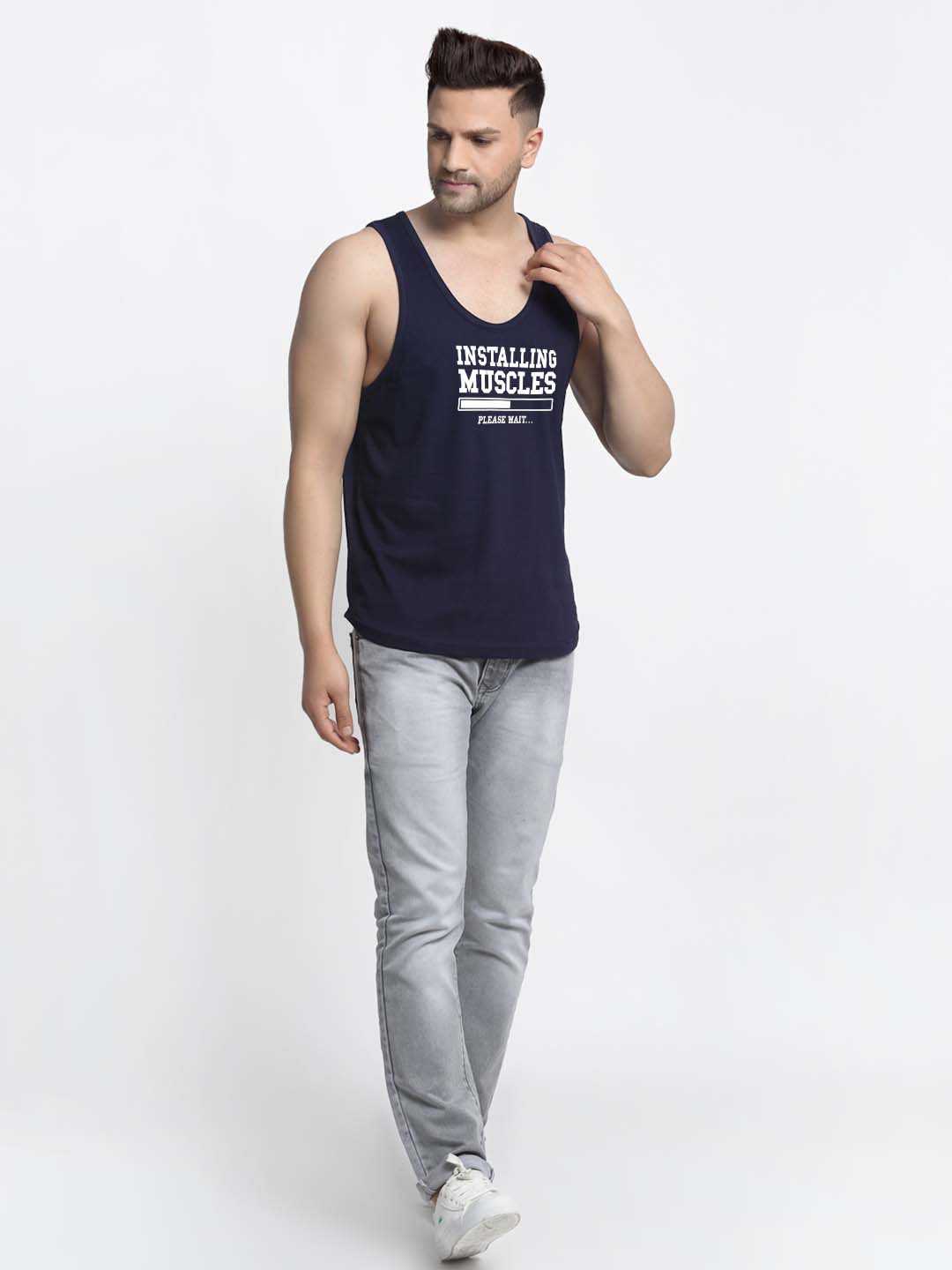 Mens's Installing Muscles Printed Innerwear Gym Vest - Friskers