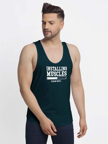 Mens's Installing Muscles Printed Innerwear Gym Vest - Friskers