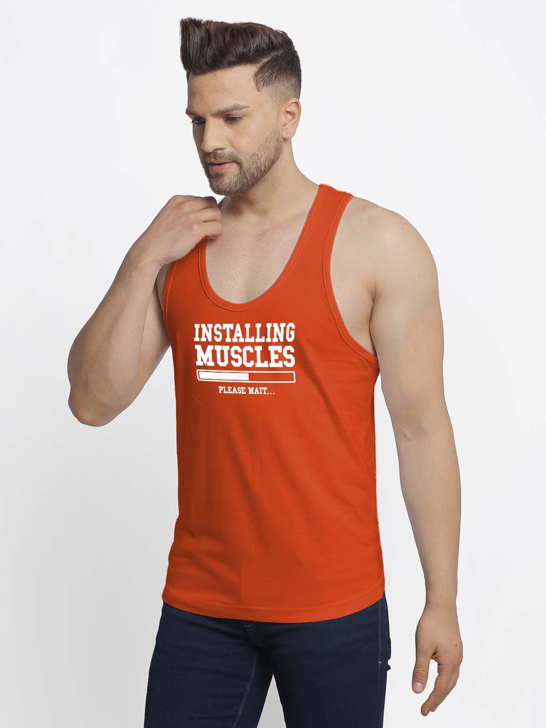 Mens's Installing Muscles Printed Innerwear Gym Vest - Friskers