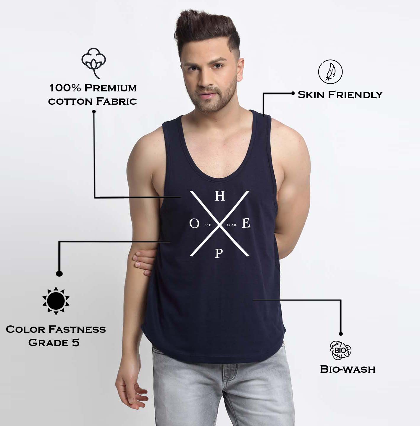 Mens's Hope Printed Innerwear Gym Vest - Friskers