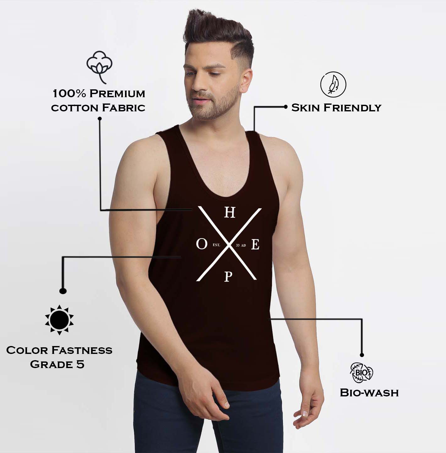Mens's Hope Printed Innerwear Gym Vest - Friskers