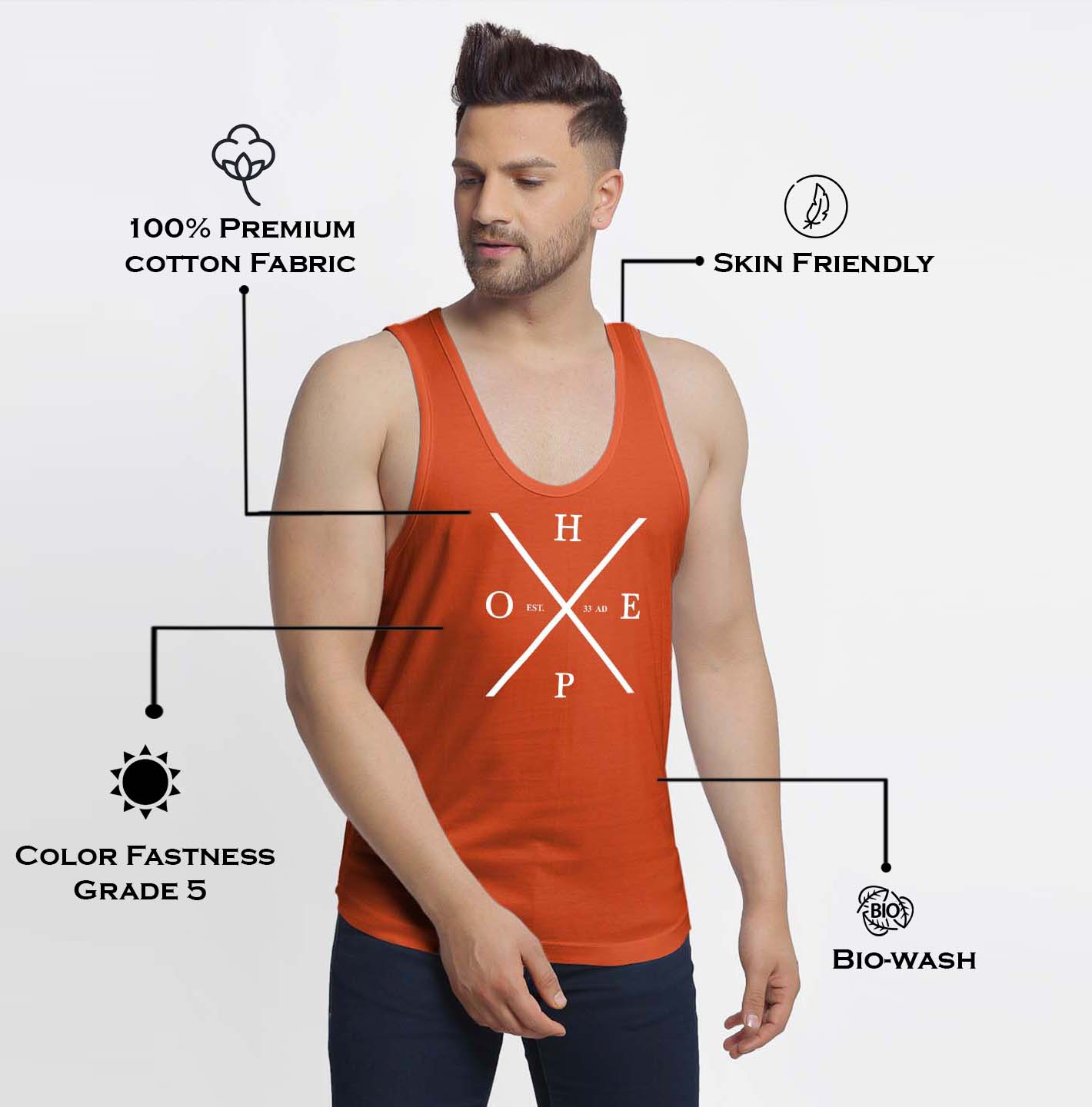 Mens's Hope Printed Innerwear Gym Vest - Friskers