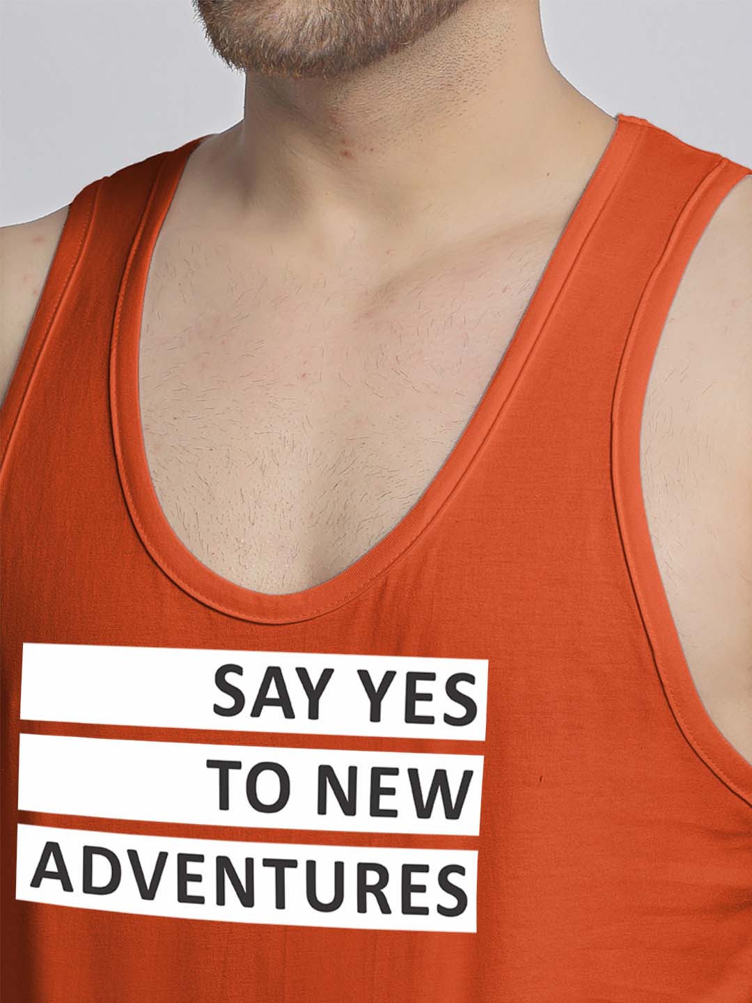 Mens's Say Yes To New Adventure Printed Innerwear Gym Vest - Friskers