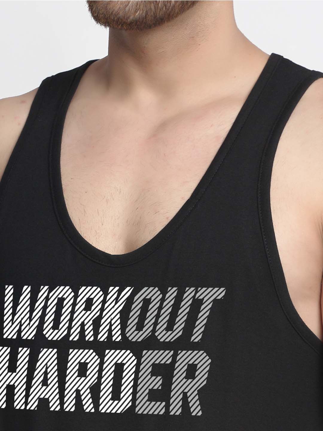 Mens's Workout Harder Printed Innerwear Gym Vest - Friskers