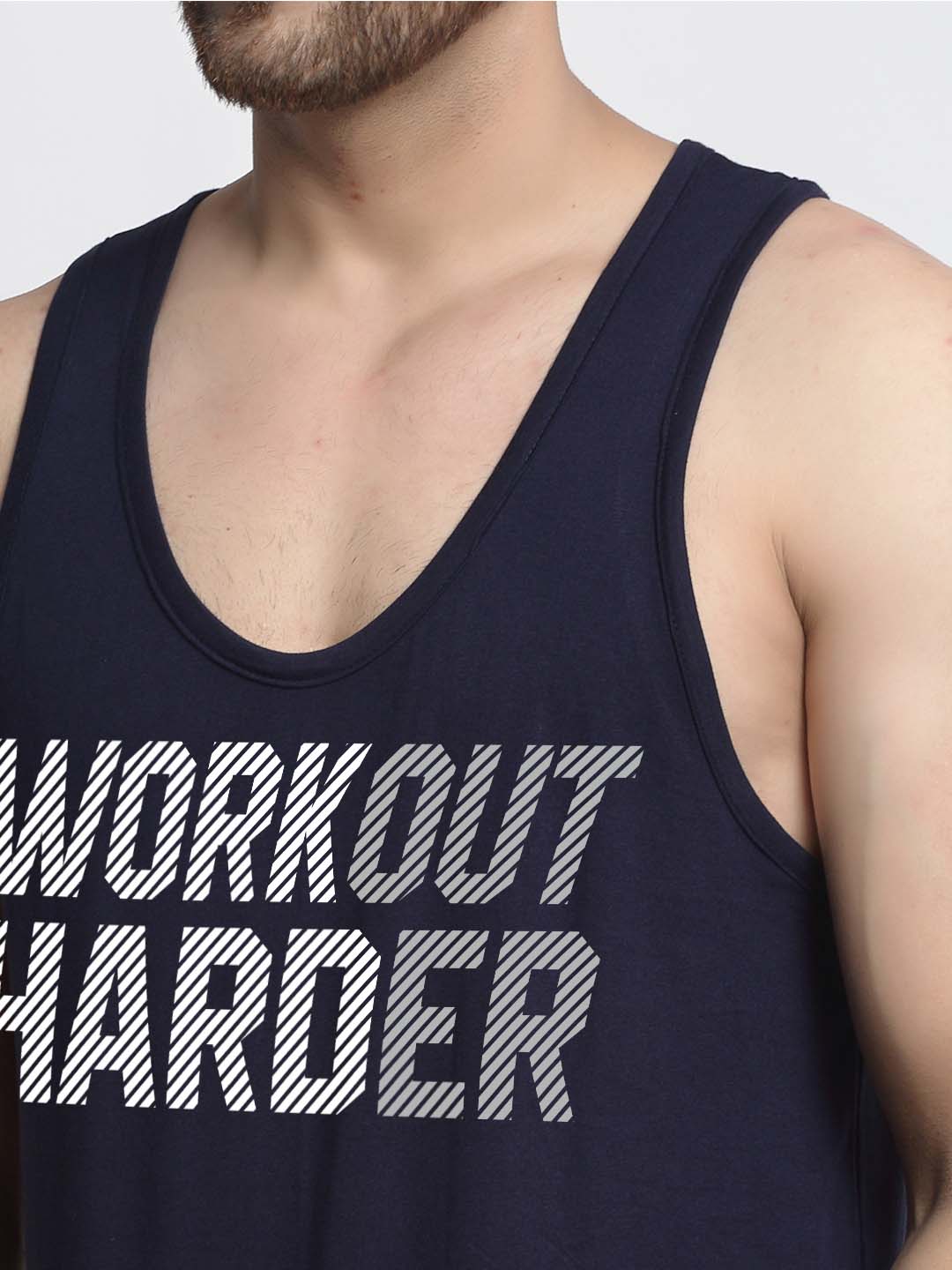 Mens's Workout Harder Printed Innerwear Gym Vest - Friskers