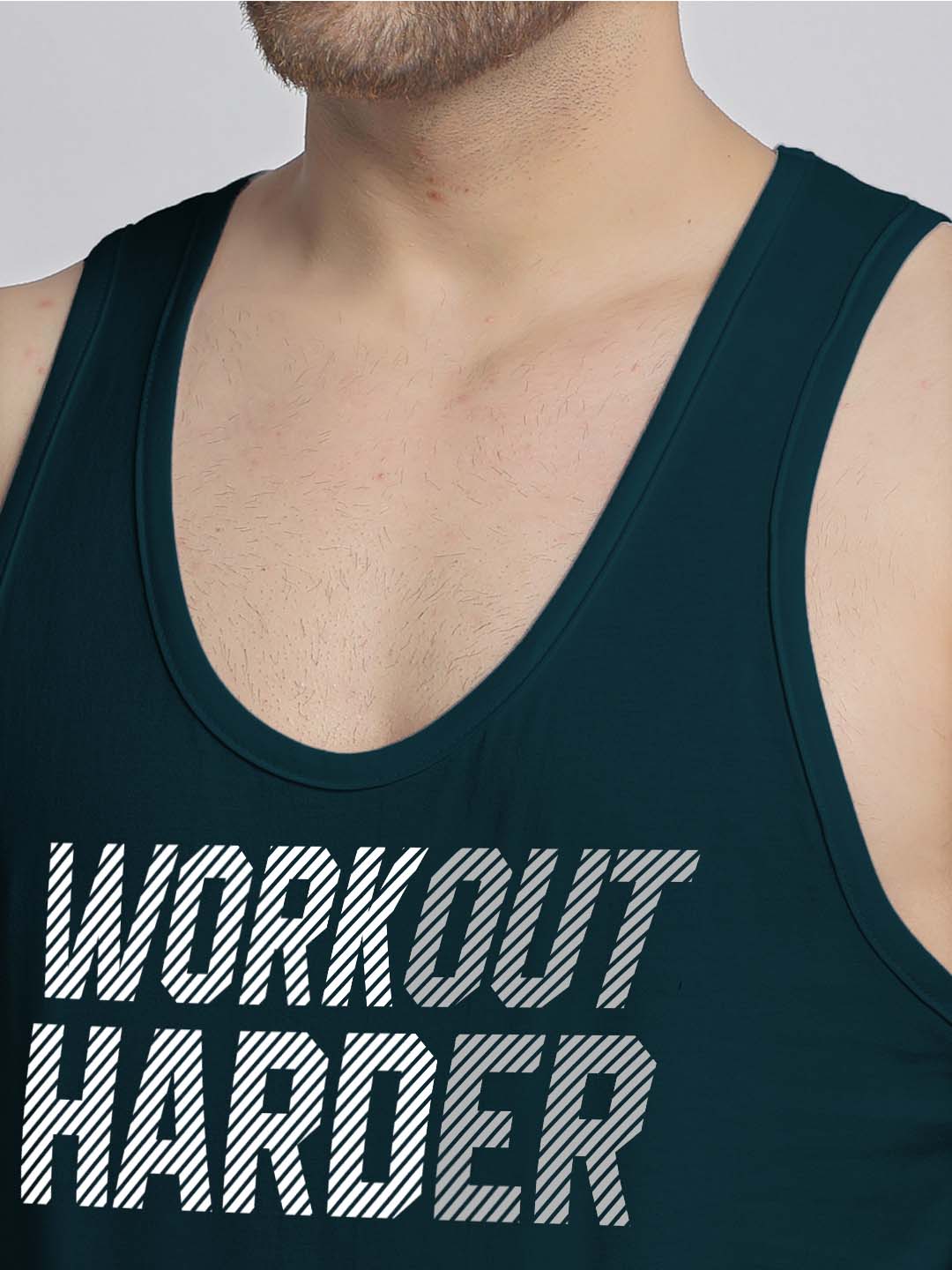 Mens's Workout Harder Printed Innerwear Gym Vest - Friskers
