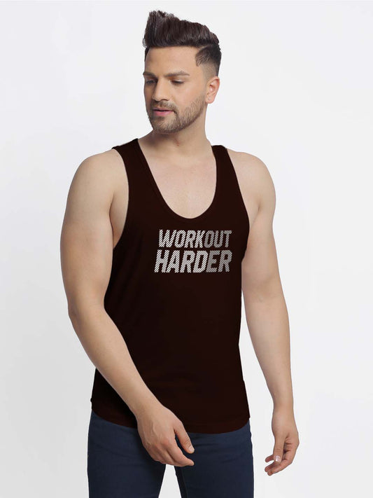 Mens's Workout Harder Printed Innerwear Gym Vest - Friskers