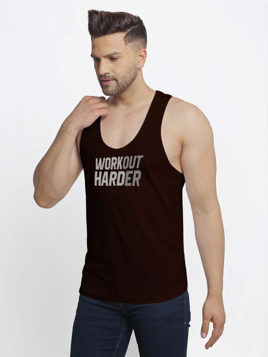 Mens's Workout Harder Printed Innerwear Gym Vest - Friskers