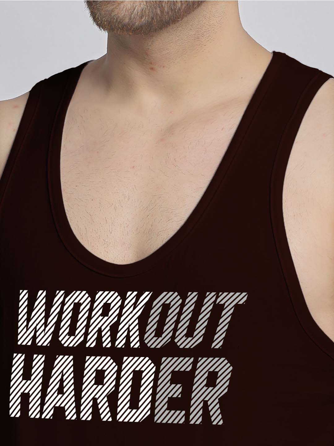 Mens's Workout Harder Printed Innerwear Gym Vest - Friskers