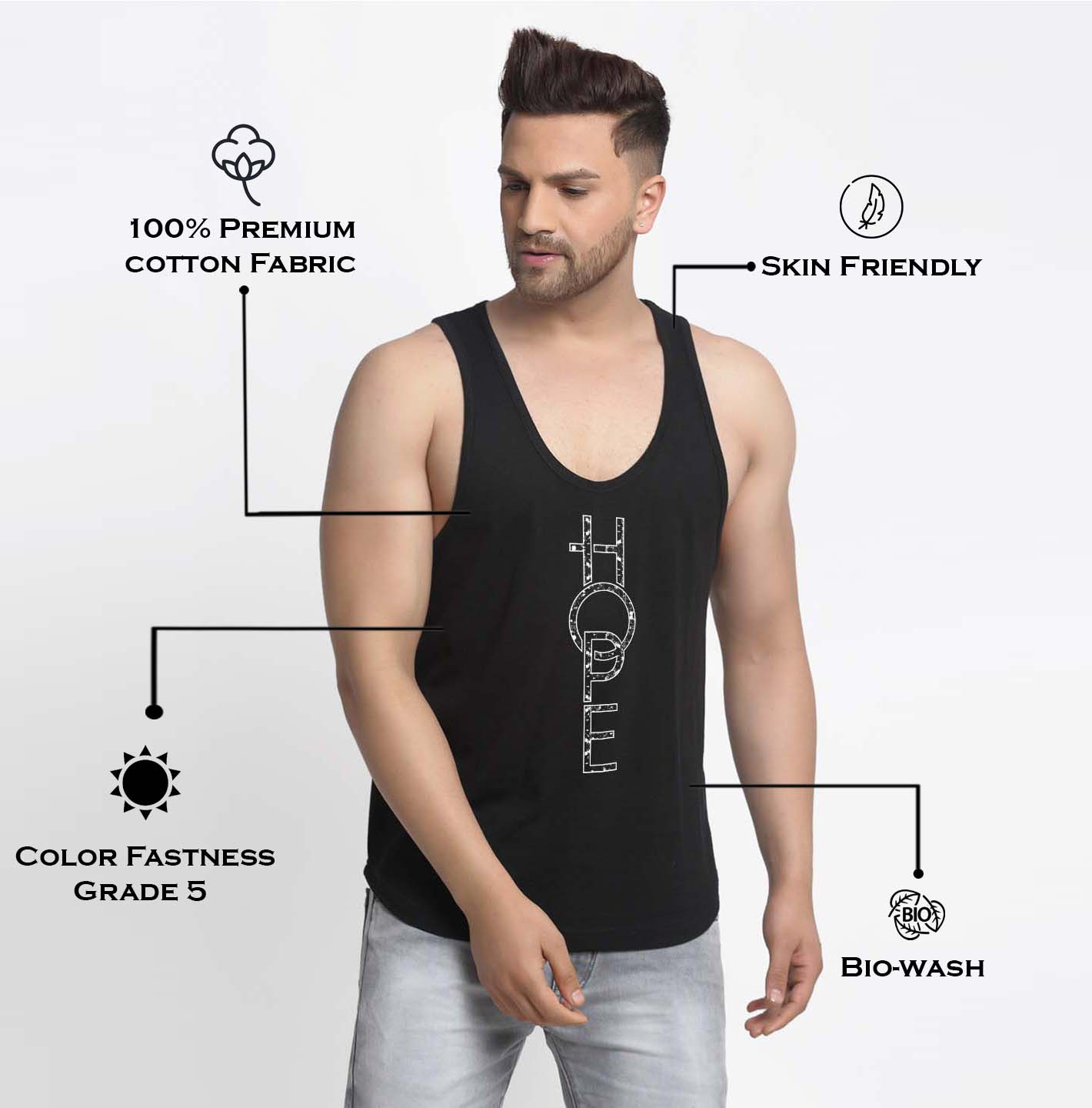 Mens's Hope Printed Innerwear Gym Vest - Friskers
