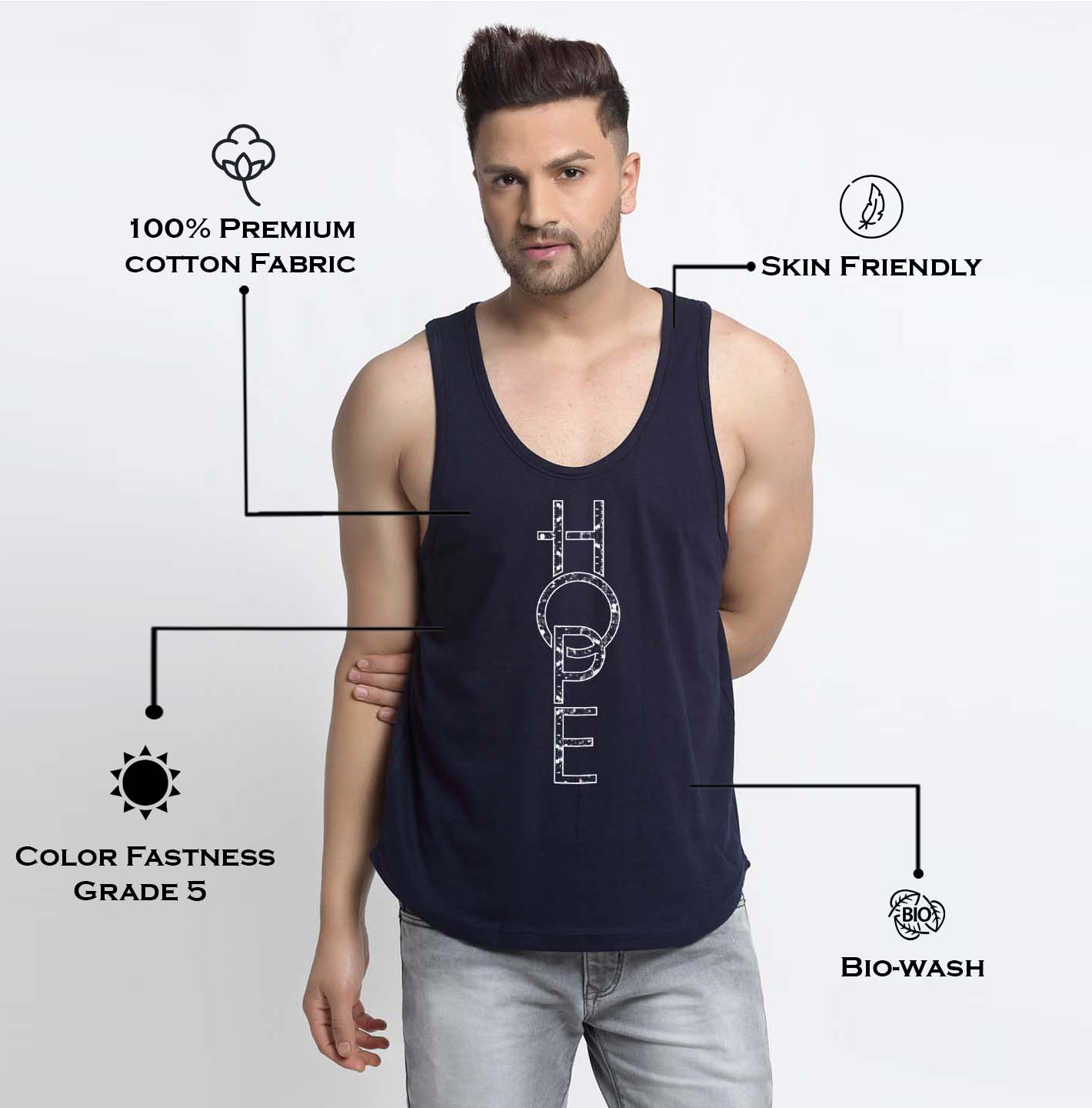 Mens's Hope Printed Innerwear Gym Vest - Friskers