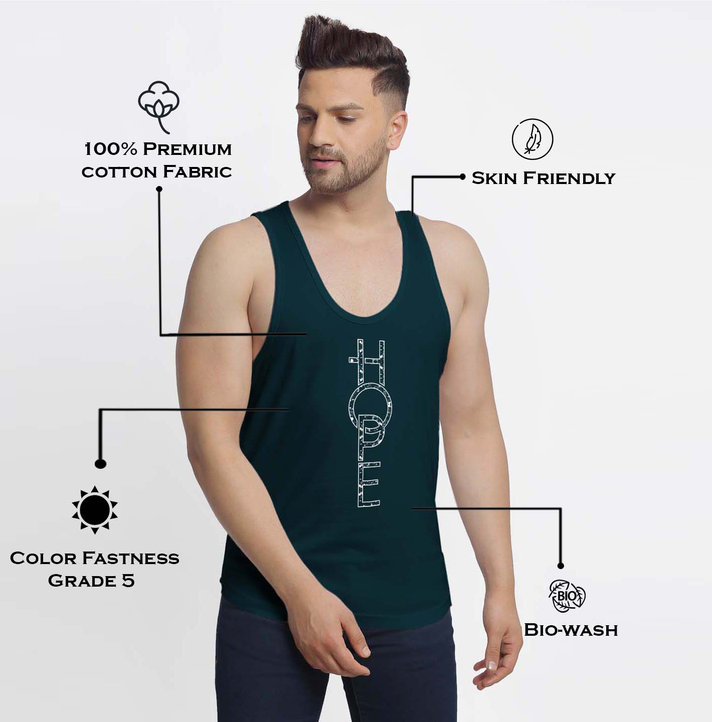 Mens's Hope Printed Innerwear Gym Vest - Friskers