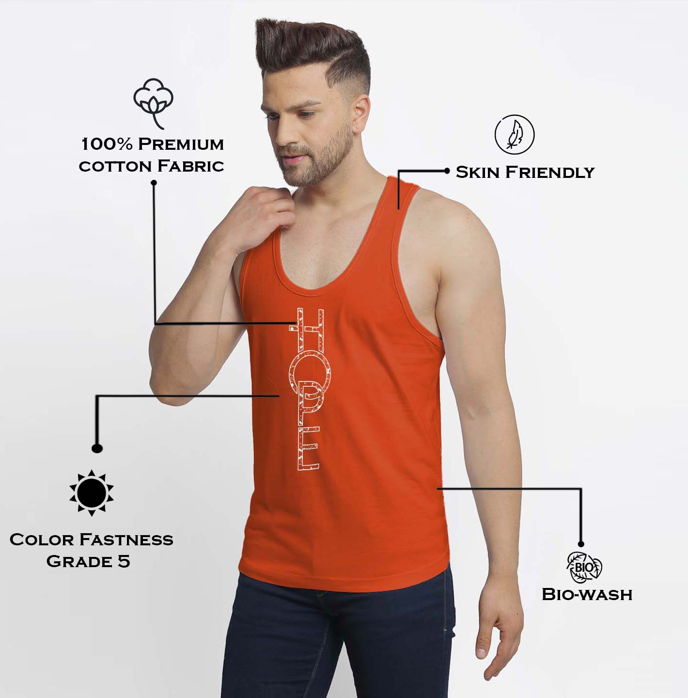 Mens's Hope Printed Innerwear Gym Vest - Friskers