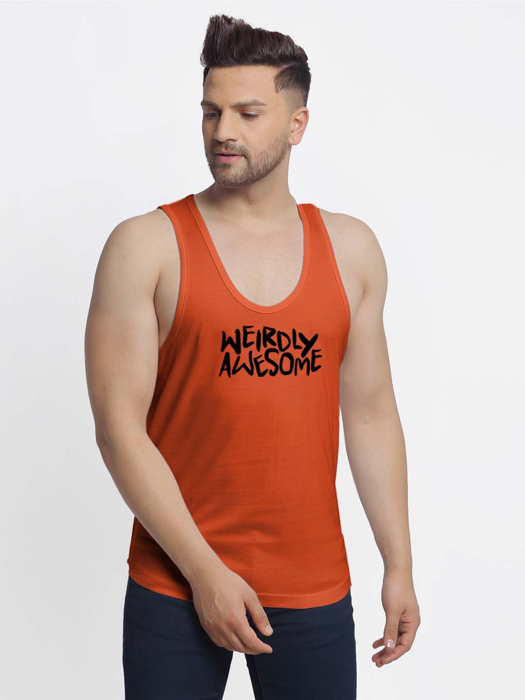 Mens's Weirdly Awesome Printed Innerwear Gym Vest - Friskers