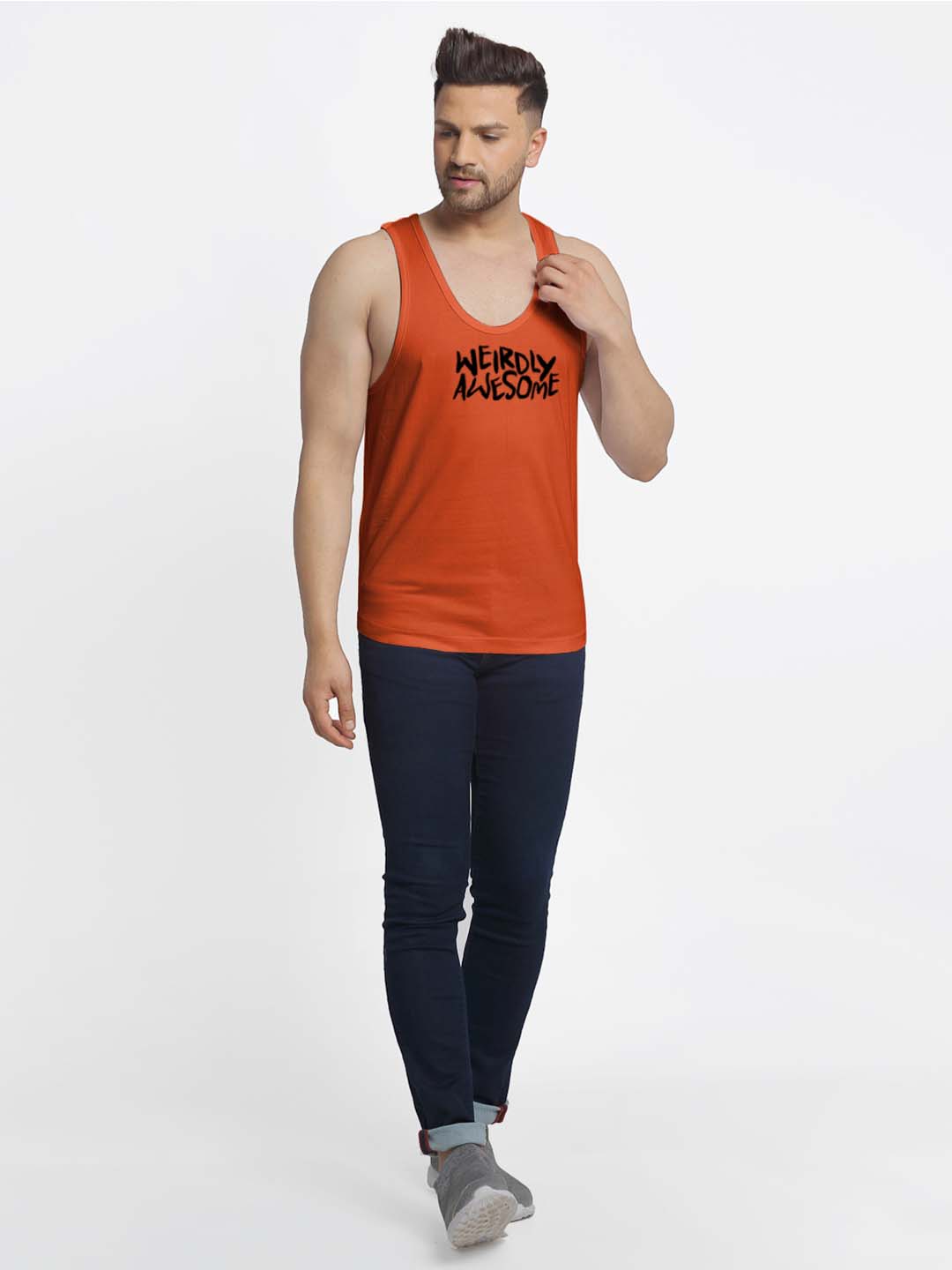 Mens's Weirdly Awesome Printed Innerwear Gym Vest - Friskers