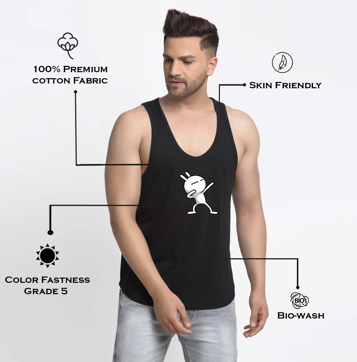 Mens's Dancing Stars Printed Innerwear Gym Vest - Friskers