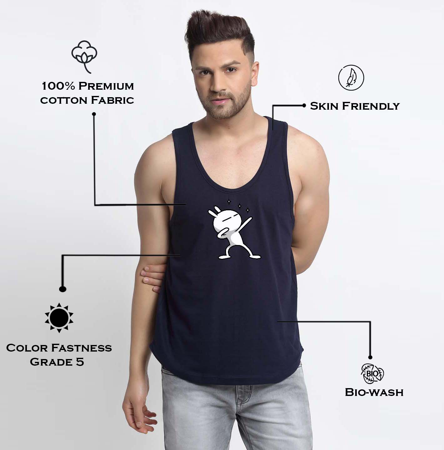 Mens's Dancing Stars Printed Innerwear Gym Vest - Friskers