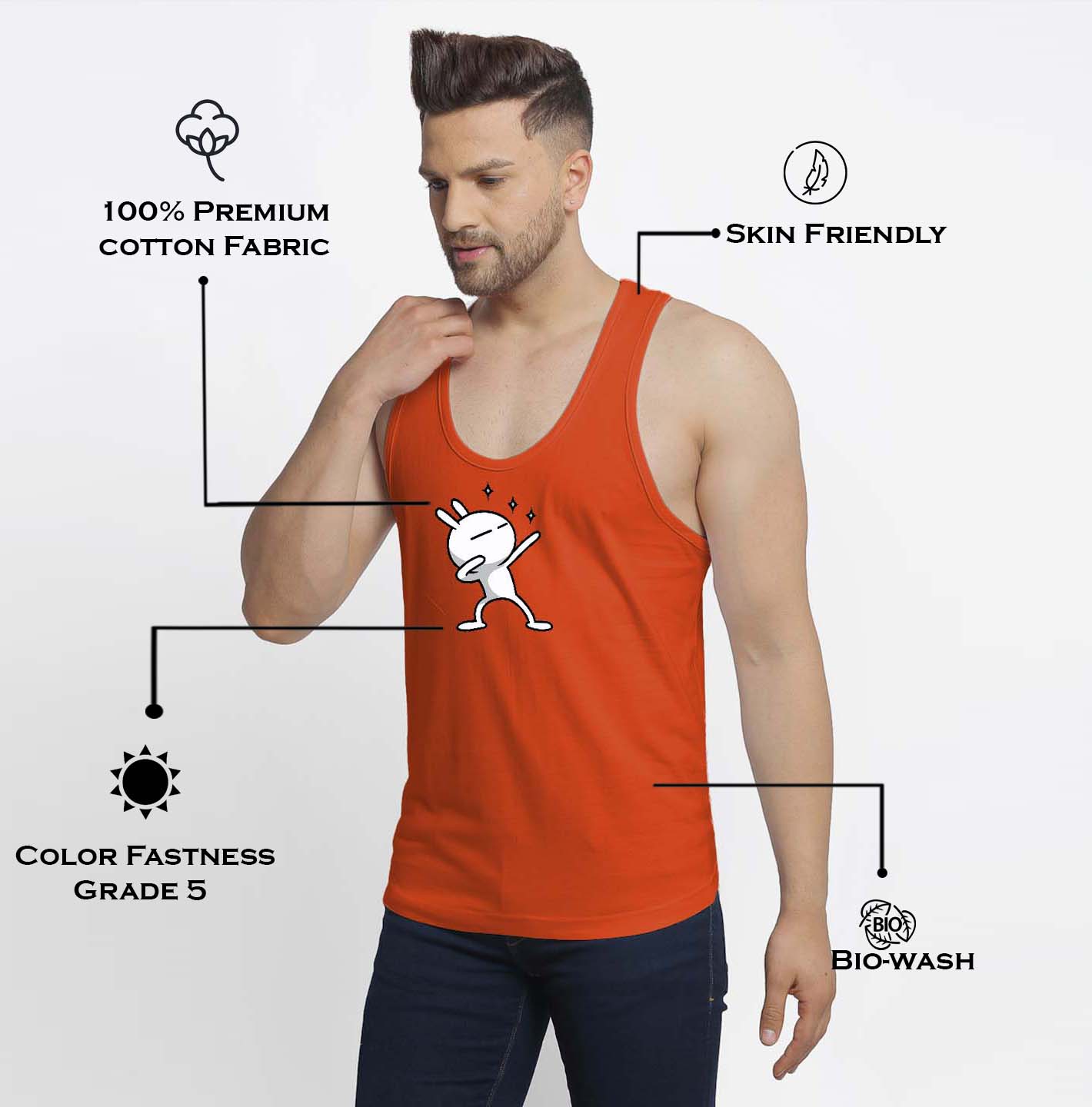 Mens's Dancing Stars Printed Innerwear Gym Vest - Friskers