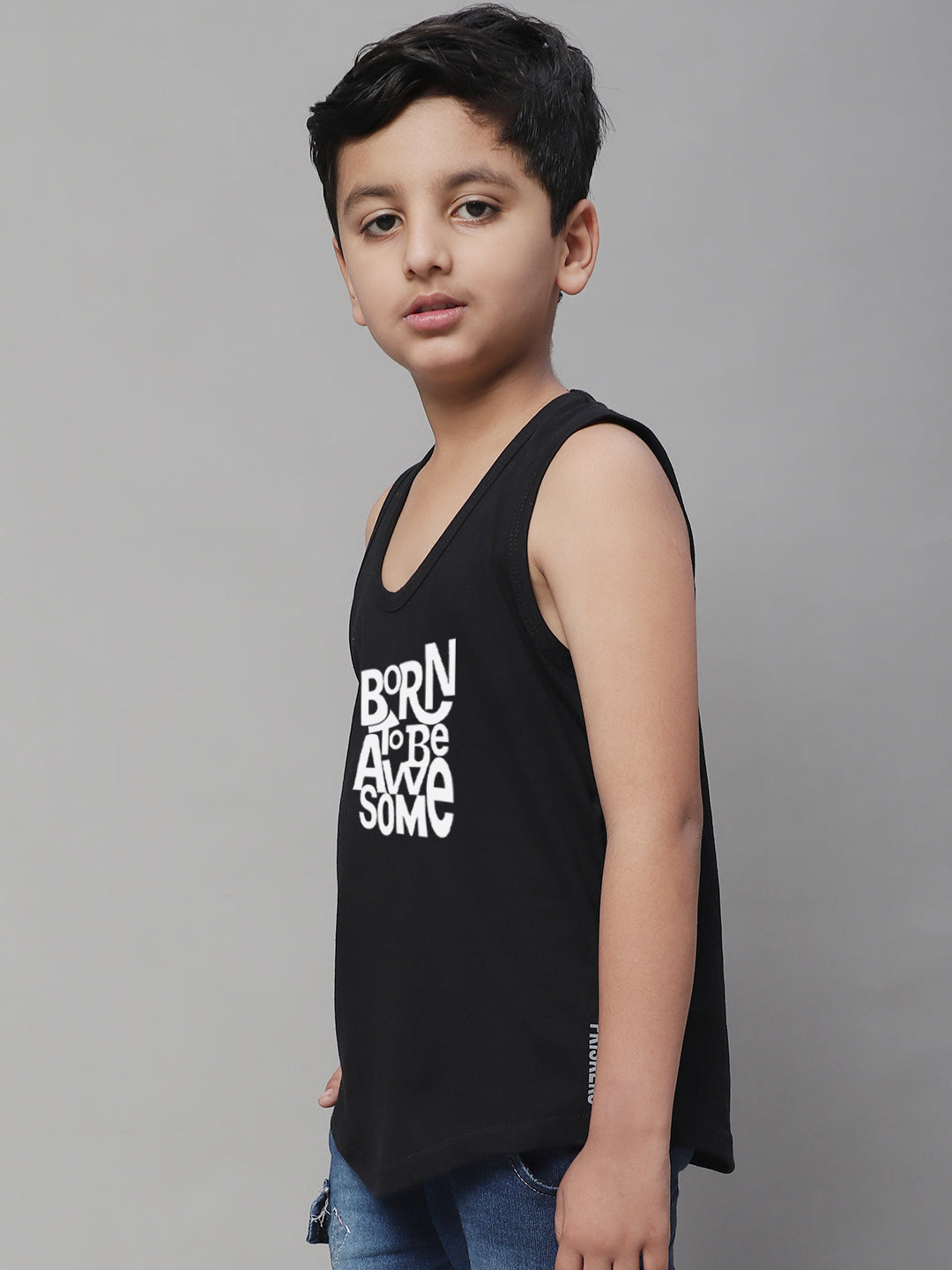 Boys Born To Be Awesome Pure Cotton Printed Classic Vest - Friskers