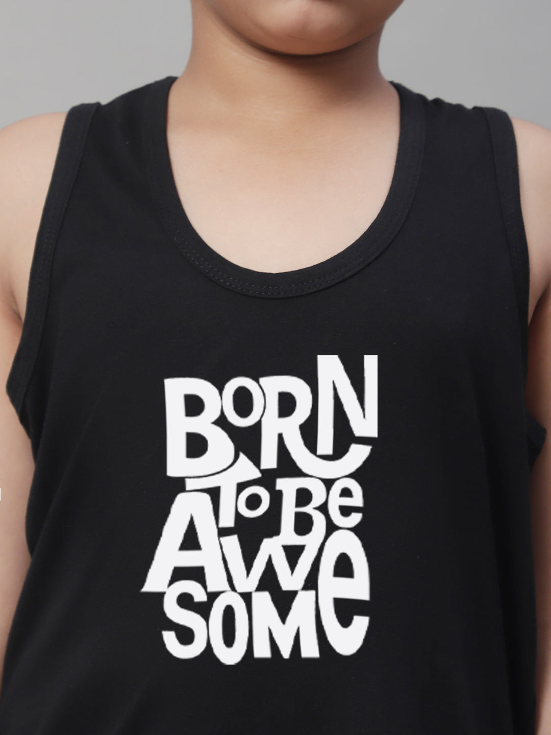 Boys Born To Be Awesome Pure Cotton Printed Classic Vest - Friskers