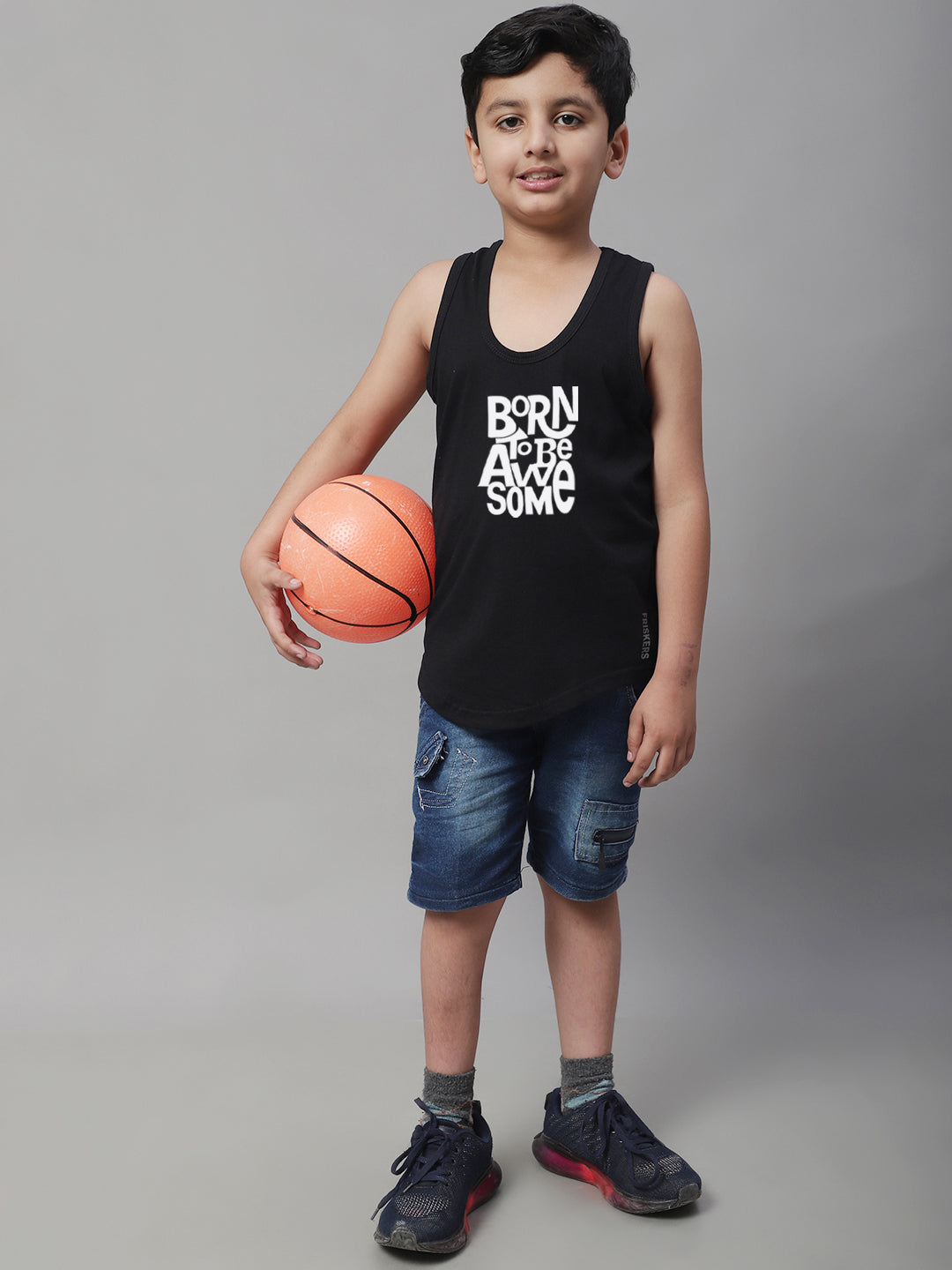 Boys Born To Be Awesome Pure Cotton Printed Classic Vest - Friskers