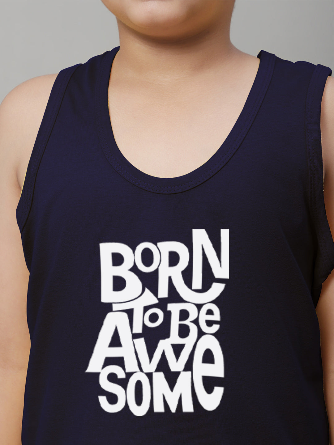 Boys Born To Be Awesome Pure Cotton Printed Classic Vest - Friskers