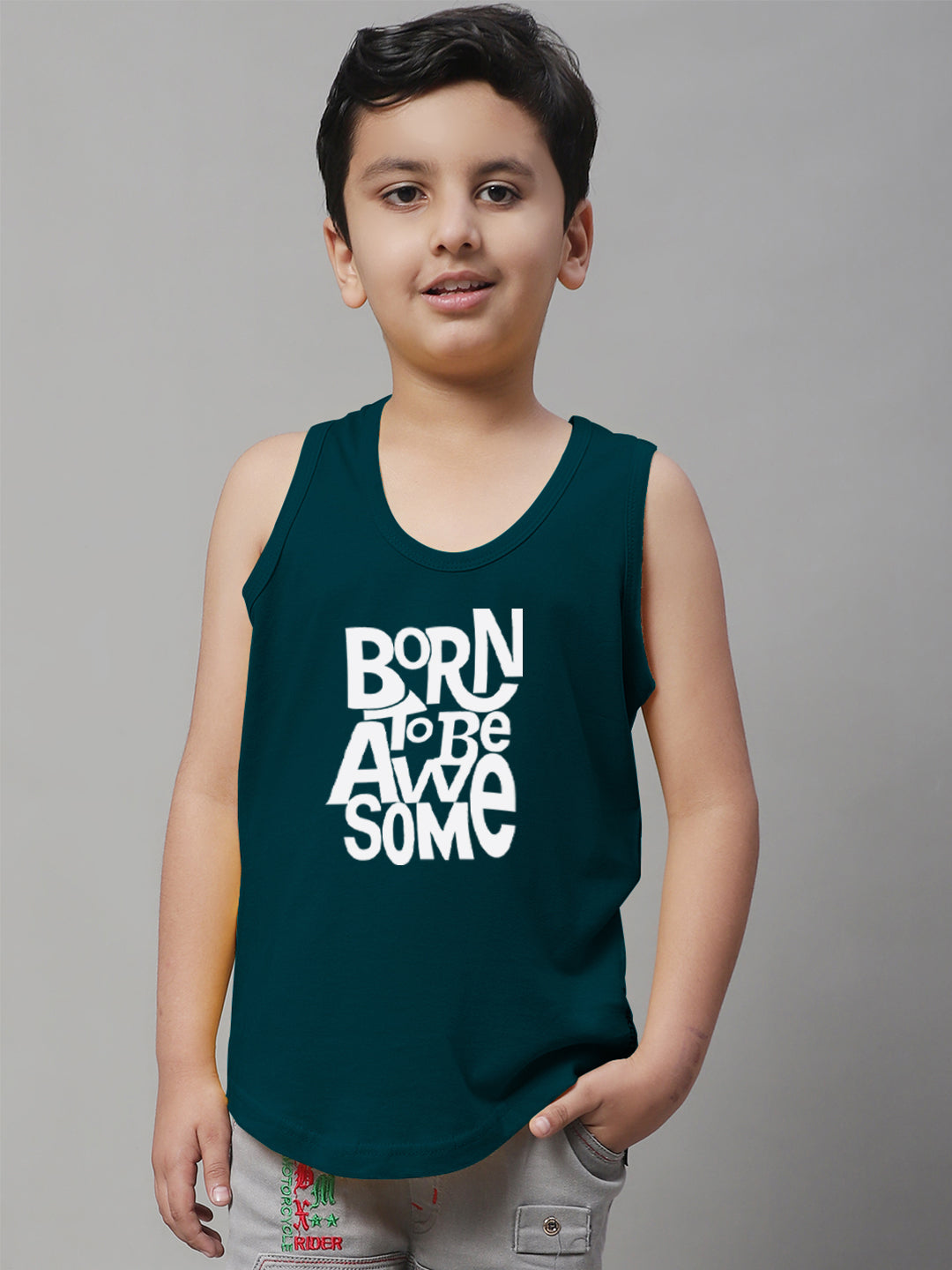 Boys Born To Be Awesome Pure Cotton Printed Classic Vest - Friskers