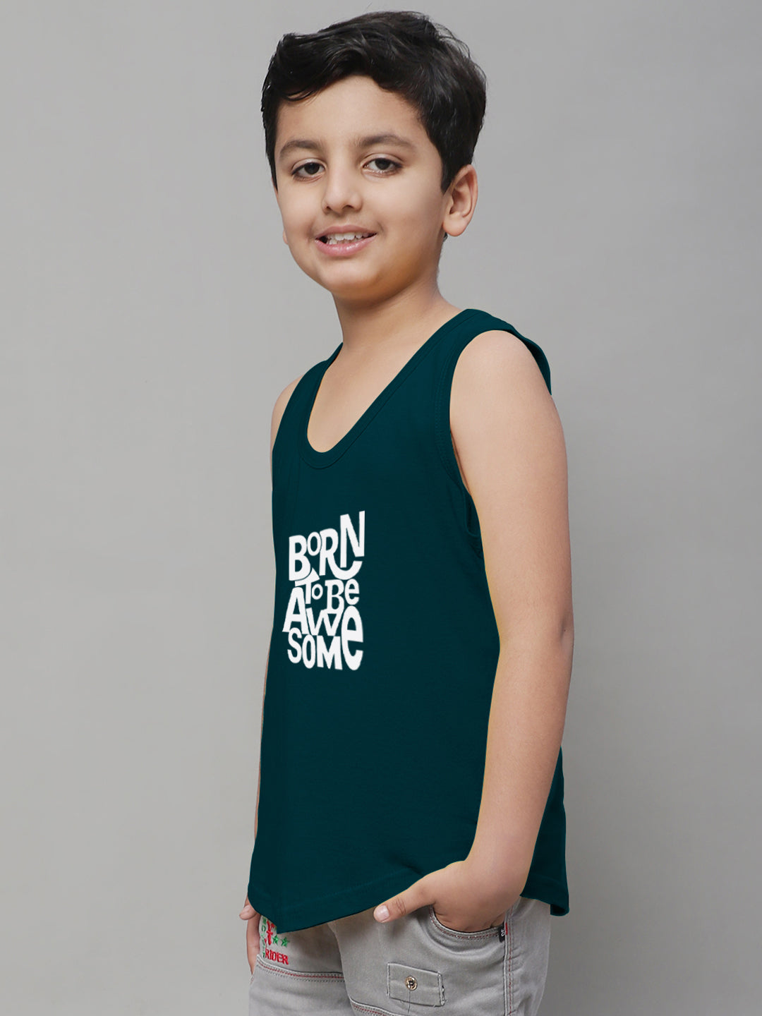 Boys Born To Be Awesome Pure Cotton Printed Classic Vest - Friskers