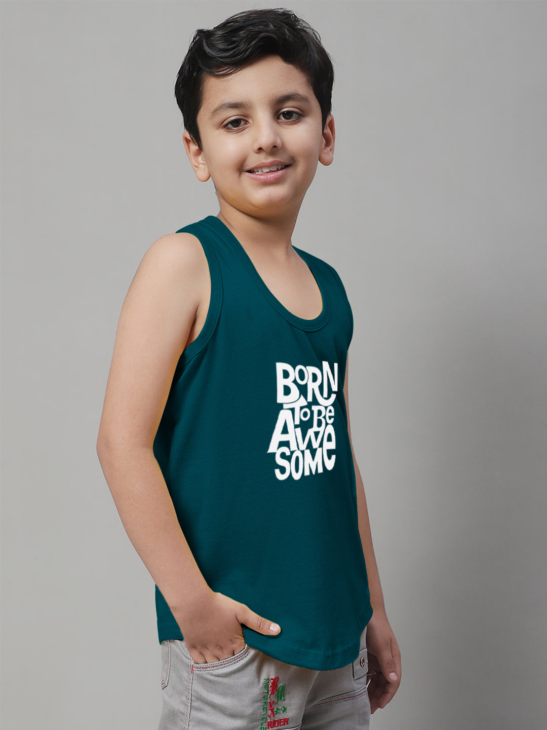 Boys Born To Be Awesome Pure Cotton Printed Classic Vest - Friskers