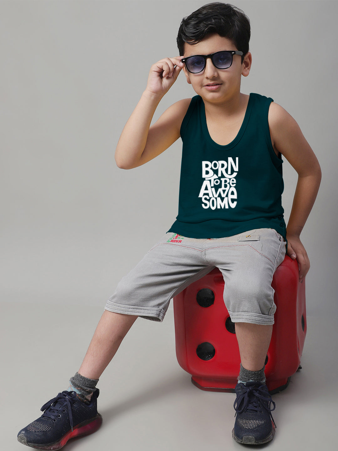 Boys Born To Be Awesome Pure Cotton Printed Classic Vest - Friskers