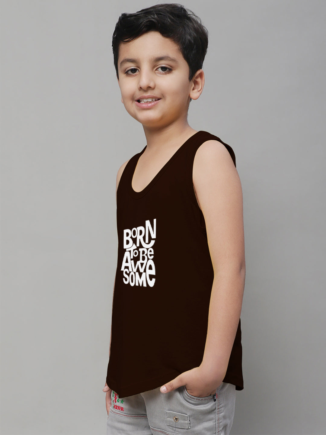 Boys Born To Be Awesome Pure Cotton Printed Classic Vest - Friskers