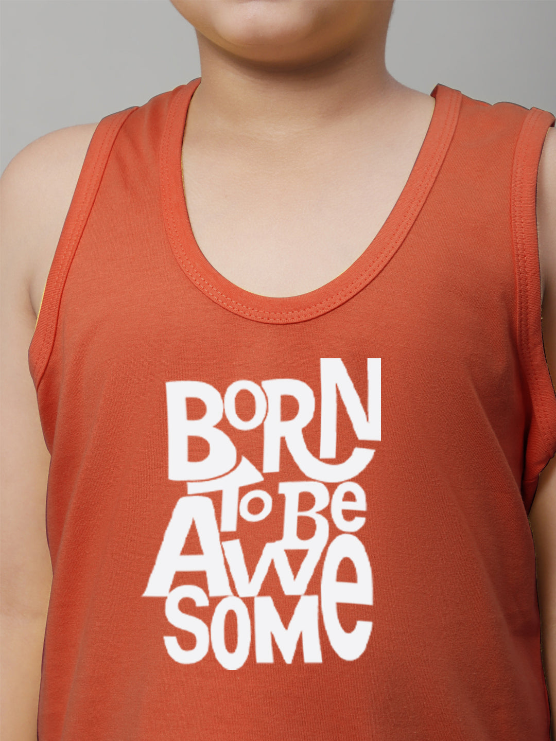 Boys Born To Be Awesome Pure Cotton Printed Classic Vest - Friskers